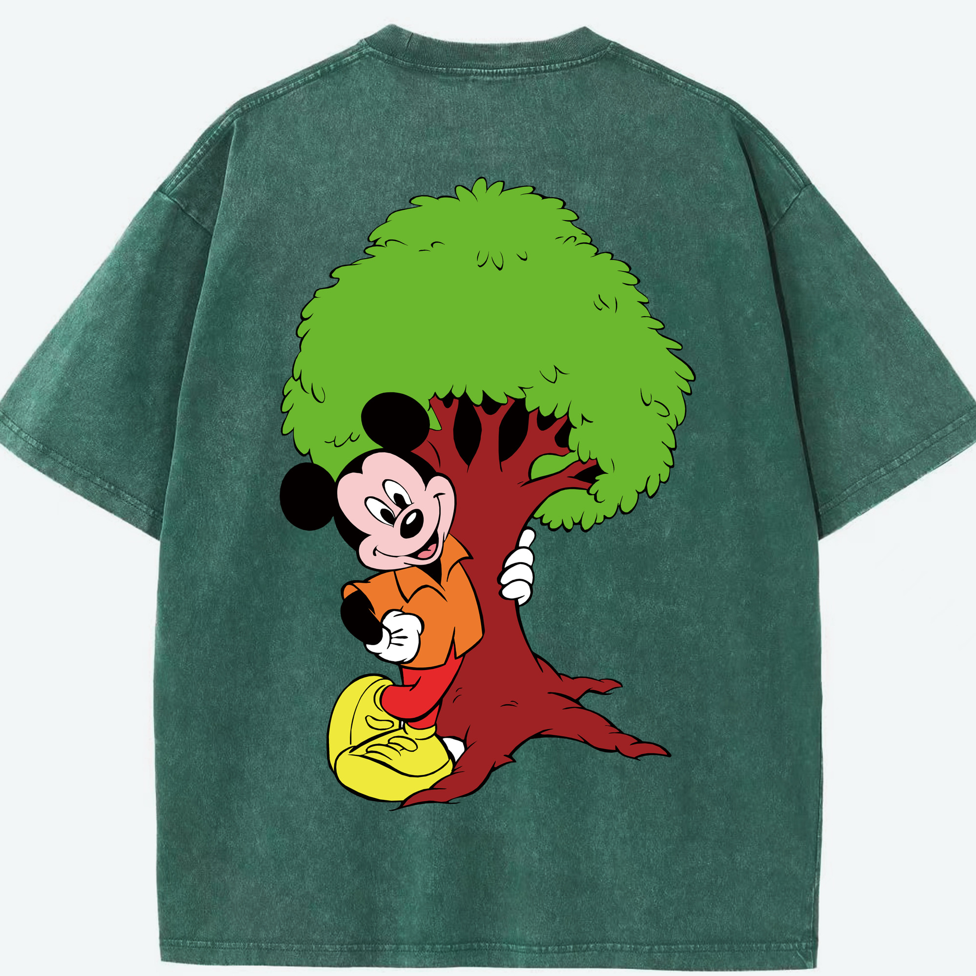 （画像用） ミッキーマウス Mickey Mouse 綿100% ヴィンテージ風 半袖Tシャツ（背面プリント）